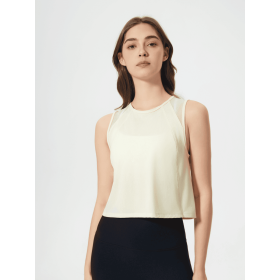 JupiterGear Round-Neck Cropped Tank (Color: Pastel Yellow, size: 8.0)