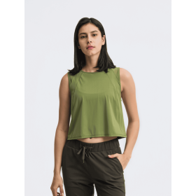 JupiterGear Round-Neck Cropped Tank (Color: Moss, size: 6.0)